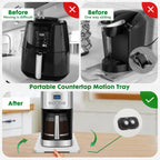 Appliance Slider 360° Rolling Tray for Coffee Maker- Bamboo Coffee Pot Slider Tray Countertop Rotation Sliding Tray with Wheels, Small Appliances Mat White (small 11.8" × 9.8" × 0.6")