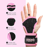 Strong Women's Wrist Wrap Gloves - Wrist Support Grips for Workout, Weight Training, Pilates, Yoga & More