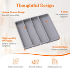 Lifewit Utensil Drawer Organizer, Expendable Cooking Silverware Tray for Kitchen Drawer, Adjustable Cutlery Flatware Holder, Plastic Spatula Tools and Gadgets Storage Divider, 4 Compartments, Gray