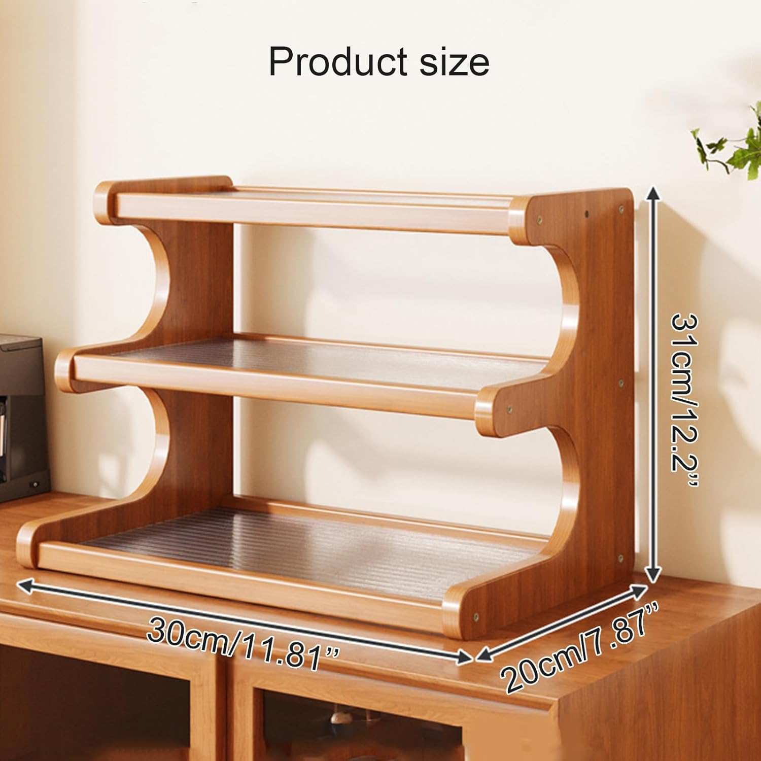 3-Tier Wooden Mug Holder Countertop, Coffee Cup Holder Mug Display Coffee Mug Organizer Mug Rack for Coffee Station Organizer Mug Shelf for Cabinet for Kitchen, Home,Natural