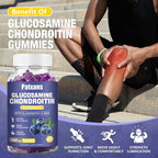 1 Pack 3000MG Glucosamine Chondroitin Gummies - Extra Strength Joint Health & MSM Elderberry Natural Joint Support Supplement, Flexibility, Antioxidant Immune Support for Adults, 60 Gummies.