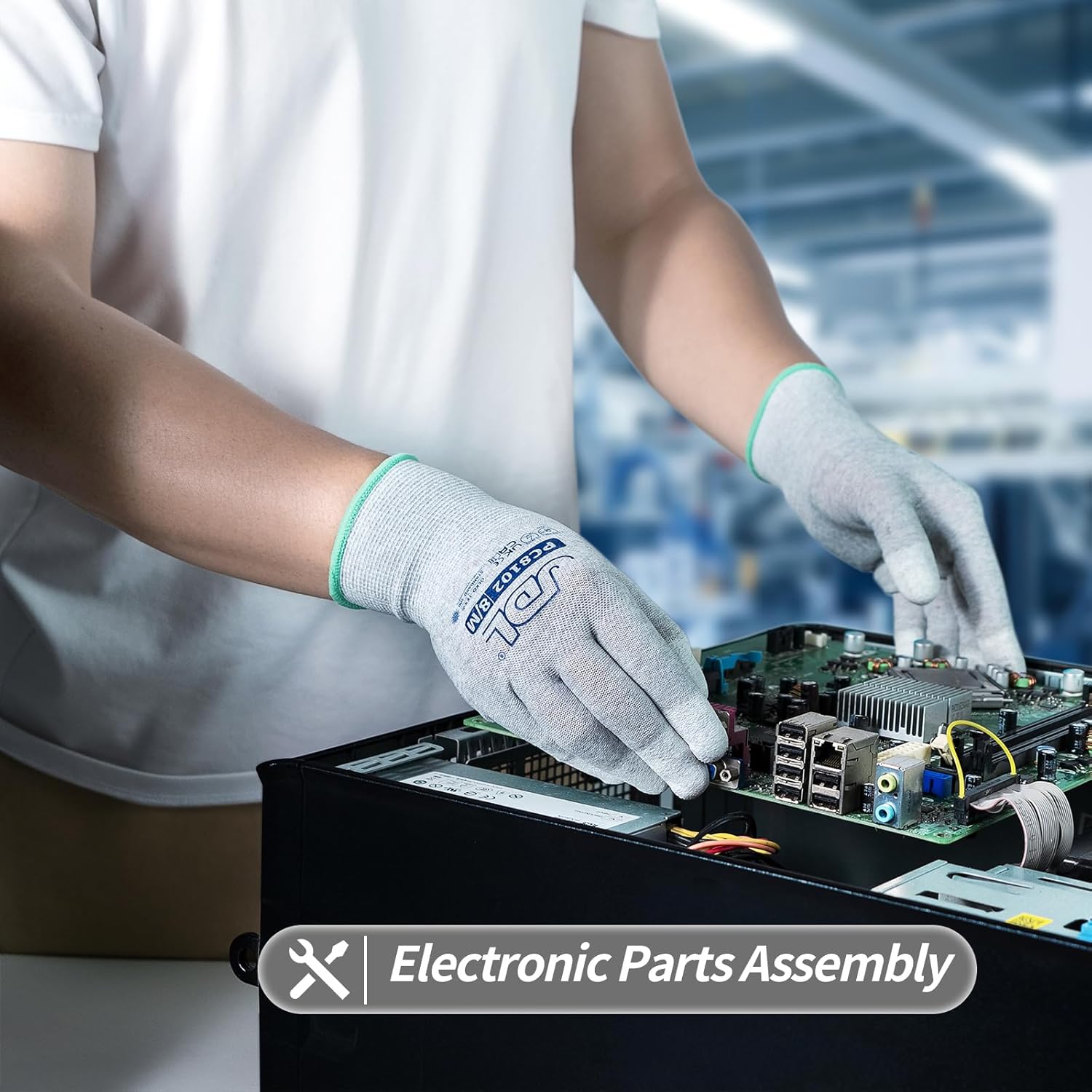 JDL ESD Work Gloves, Anti-Static Gloves for PC Building, 36 pairs, Computer Installation & Repair, High Resistance Carbon Fiber Gloves, Large