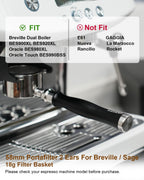 58mm Bottomless Portafilter For Breville, 2 Ears Slim Naked Portafilter Fits Breville Espresso Machines BES900XL, BES920XL, BES980XL, BES990BSS with Aluminum Handle, 18g Double Shot Filter Basket