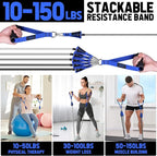 WALITO Resistance Bands Set - Exercise Bands with Handles, Door Anchor, Legs Ankle Straps, for Heavy Resistance Training, Physical Therapy, Muscle Training, Yoga, Home Workouts