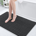 Arotive Luxury Chenille Bathroom Rug Mat, Extra Soft Thick Absorbent Shaggy Bath Rugs, Non-Slip Machine Wash Dry, Plush Bath Mats for Bathroom, Shower and Tub, 44x24, Dark Grey