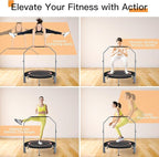 40"/48" Foldable Mini Fitness Rebounder with Adjustable Foam Handle, Max Load 330/440 lbs, Indoor Cardio Exercise Rebounder for Adults