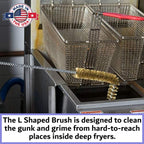 4-Pack L-Shaped Deep Fryer Cleaning Brush, Up to 750F High Heat Resistant Metal Bristles Fryer Cleaning Brush for Food Debris & Grease in Kitchen & Restaurants Deep Fryers Coil by FryOilSaver Co. B53C