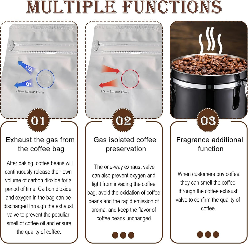 Tondiamo 22 Pcs Co2 Valve Filter Set Replacement for Coffee Canisters Airtight with 2 Rubber Rings, Degassing One Way Breather for Bean Container, Bag, Food Bags