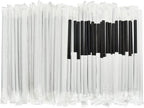 [400 Pack] Chunspak 5.75 inch Disposable Black Paper Cocktail Straws, Paper Bar Stirrers - Individually Wrapped