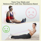 Fabric Resistance Band with Handles, 120lb Full-Body Excercise Band, Non-Slip Elastic Bands for Strength Muscle Training, Stretch Band Workout Equipment for Leg Arm Chest Core Wrist Ankle