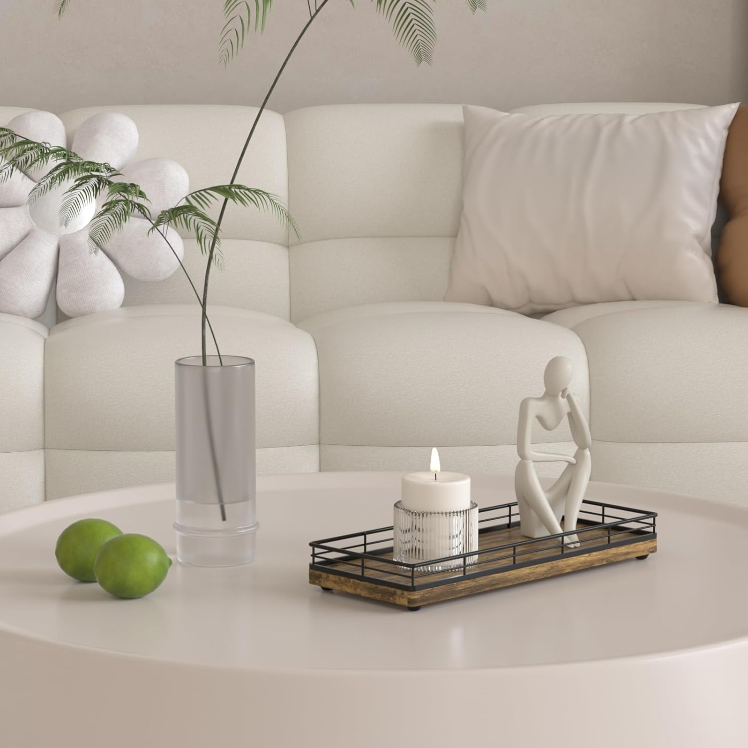 Rustic Bathroom Toilet Tank Tray, 11.2" Wood Toilet Paper Storage Basket Back of Toilet Basket Organizer, Vanity Tray for Perfume Makeup Candle Kitchen Counter Coffee Table Decor