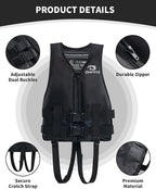 Owntop Kids and Adult Swim Jackets 50 to 125 lbs Dual Buckles, Zipper and Crotch Strap Ski Vest Lightweight PFD Perfect for Kayaking, Fishing, Paddle Board