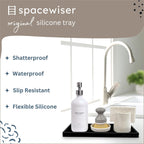 Countertop and Vanity Tray - 2 PC Large 11.7" Silicone Bathroom Trays, Counter Organizer, Dish Soap Sponge Holder Kitchen Sink Tray Organizer, Sink Caddy Toothbrush Key Kitchen Soap Trays