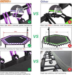 ONETWOFIT 48" Silent Mini Trampoline with Adjustable Handle Bar Fitness Trampoline Bungee Rebounder Jumping Cardio Trainer Workout for Adults