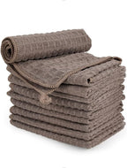 watchget Barista Micro Cloth 10 Pack, Microfiber Barista Cleaning Towels Microfiber Waffle Weave Kitchen Dish Cloth Coffee Bar Towel Coffee Machine Cleaning Cloth, Brown(12"x12")