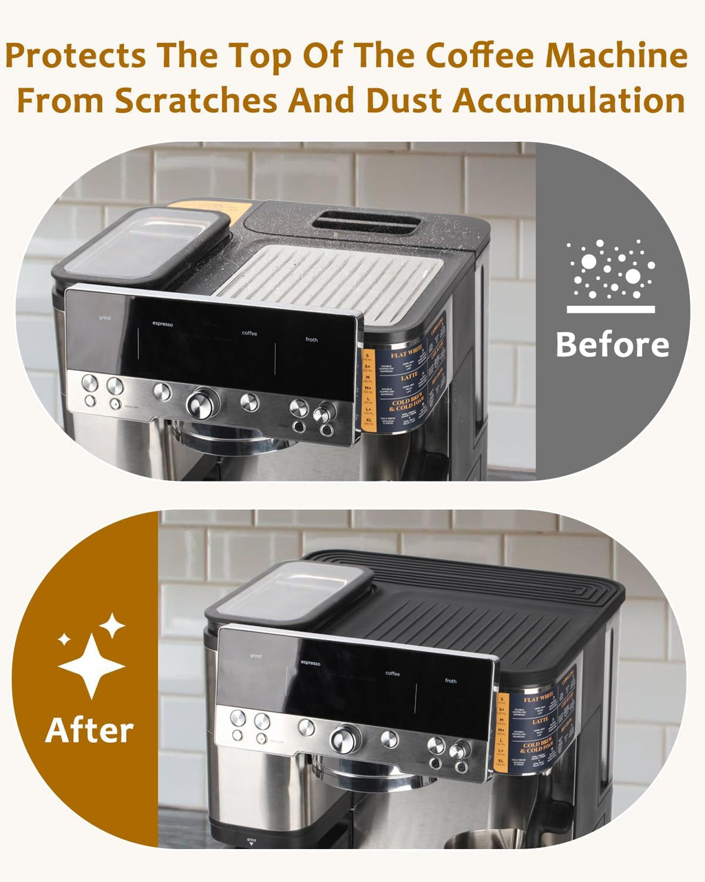 Top Mat for Ninja Luxe Espresso Coffee Machine ES601 & ES701 – Protects Top Surface – Food-Grade Silicone - Grinder Access Unblocked - Waterproof, Heat-Resistant - Accessories for Ninja Luxe Cafe