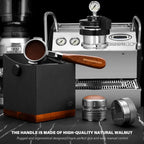 Espresso Portafilter | 58mm Bottomless Portafilter with 2 Ear and Walnut Handle | Fits 58mm La Marzocco Espresso Machine | with Removable Stainless Steel Basket | Espresso Accessories