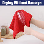 Homaxy Microfiber Waffle Weave Kitchen Dish Cloths, 12 x 12 Inch Ultra Absorbent and Solid Color Dish Towels for Kitchen Fast Drying Dishcloth for Washing Dishes, 6 Pack, Red
