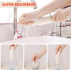 Homaxy Kitchen Towels(24 Pack, 10 x 20 inches), Ultra Soft and Absorbent Dish Towels, Reusable Fast Drying Microfiber Cleaning Cloth, Coral Velvet Wave Design No-lint, Beige