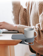 Kalolary New Drinking Cup Holder Clip with Groove, Table Bottle Cup Stand DIY Glass Cup Clamp Storage Saucer Clip Water Coffee Mug Holder Saucer Clip for Home Desk, Gray