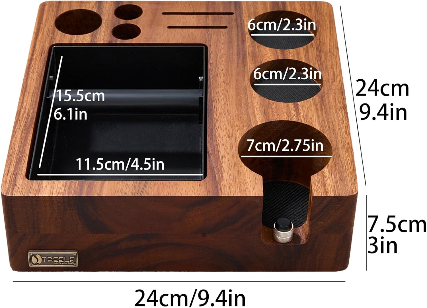 Espresso Knock Box, Espresso Tamping Station, Espresso Coffee Organizer Box Fit for Storage 58MM Espresso Tamper,Coffee Station Organizer for Countertop
