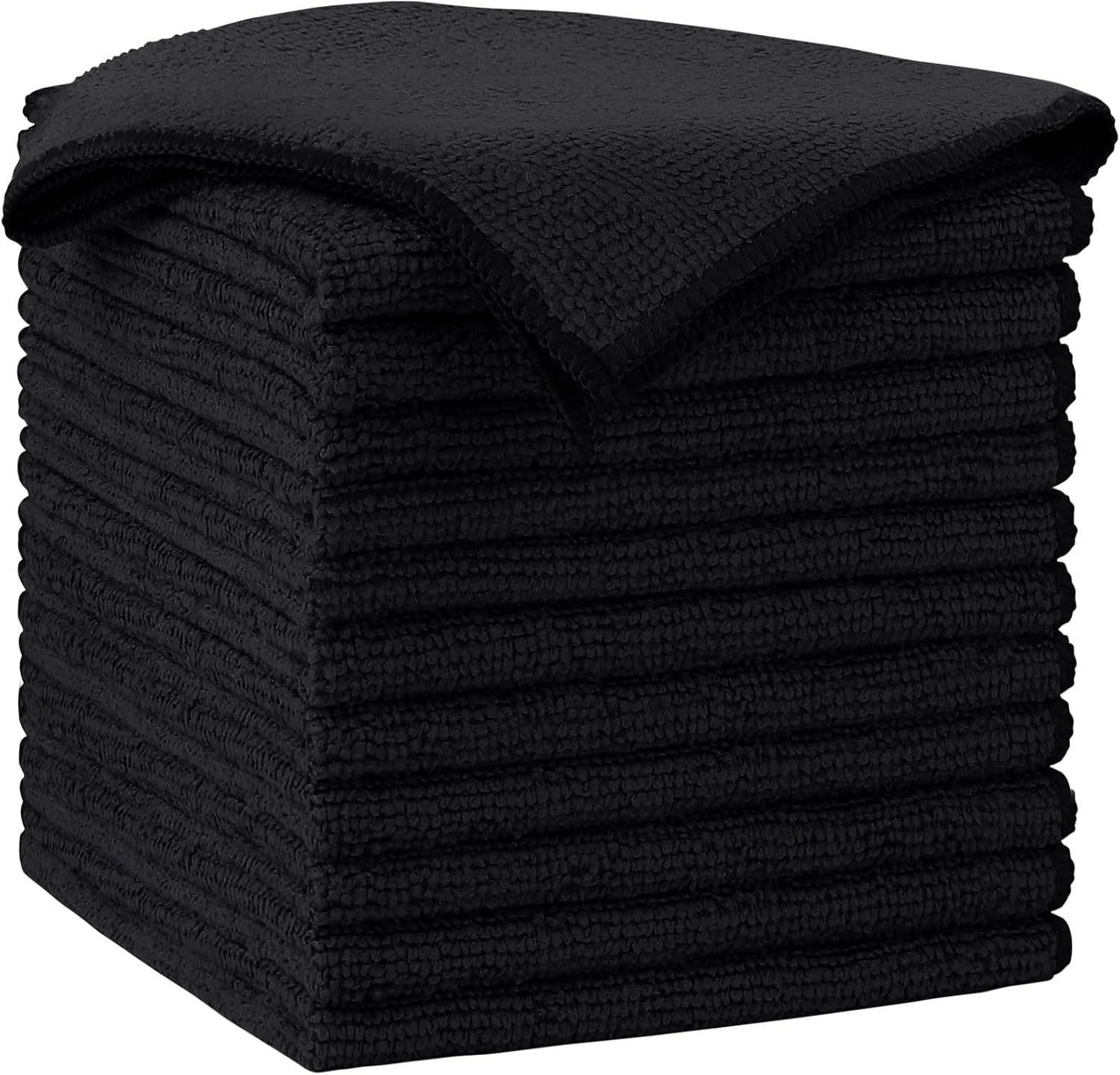AIDEA Microfiber Cleaning Cloth-12PK, Soft Microfiber Towels for Cars, Absorbent Cleaning Rags, Lint-Free Streak-Free Wash Cloths for House, Kitchen, Window(12in.x12in), Black
