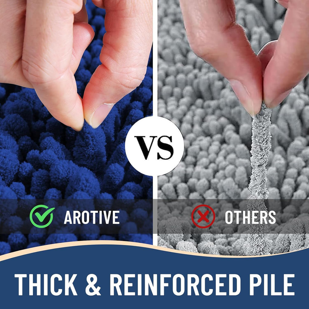 Arotive Luxury Chenille Bathroom Rug Mat, Extra Soft Thick Absorbent Shaggy Bath Rugs, Non-Slip Machine Wash Dry, Plush Bath Mats for Bathroom, Shower and Tub, 34x21, Royal Blue