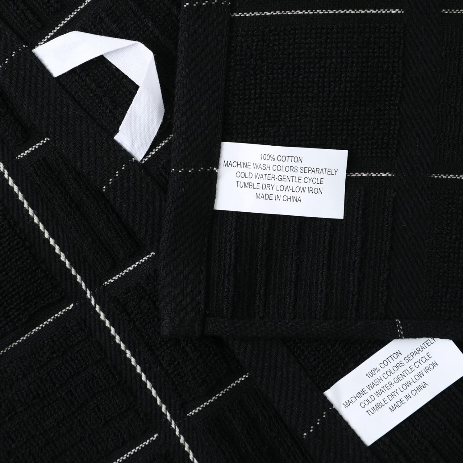 Glynniss Kitchen Towels and Dishcloths Set, Absorbent Dish Towels and Dish Cloths Set for Washing Dishes, Cleaning and Drying Use Pack of 8 (Black)