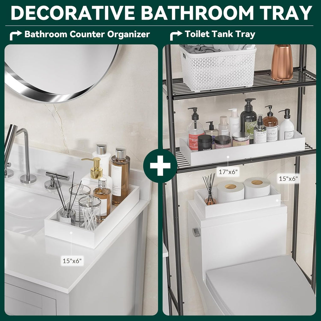 Bamboo Drawer Organizer, Small Silverware Organizer for Kitchen Drawer, Stackable Utensil Organizer, 2 Pcs Flatware Organizer Wooden Storage Box Tray (White, 6 X 3 X 2 Inch)