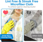 Glass Polishing Cloth Streak Free Miracle Microfiber Cleaning Cloth Lint Free Cleaning Rags for Glasses Kitchen Dish Mirrors Easy Clean, Pack of 6, 12" x 12", Sliver-Blue