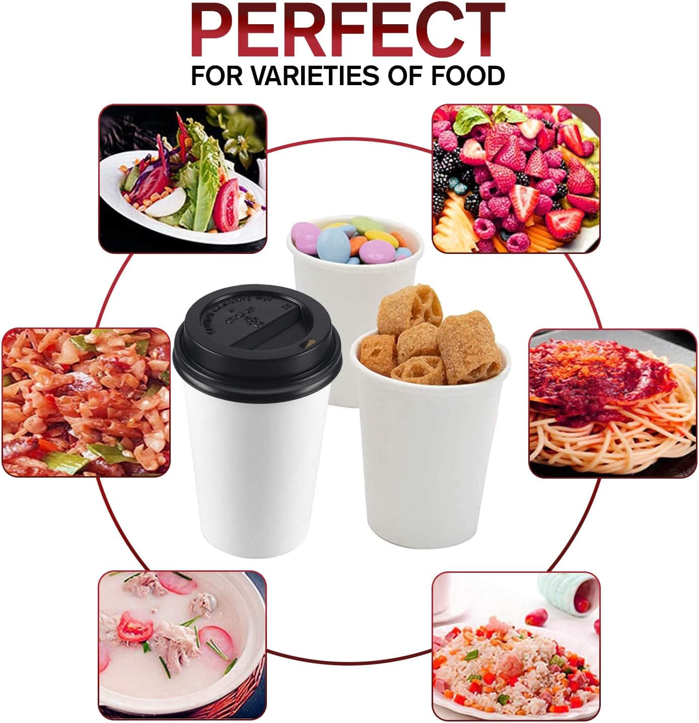 Smygoods White Disposable Paper Coffee Cups with Lids (16 OZ, 100 Count) For Hot Beverages, Tea, Espresso, Cocoa - To Go Drink Containers, Café & Office