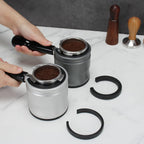 Espresso Tamping Station, Coffee Portafilter Holder, Aluminum Alloy Stand Fit for Most 51mm, 53mm, 54mm and 58mm Portafilter (Round,Silver)
