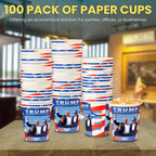 Smygoods Trump Design Disposable Paper Coffee Cups (12 OZ, 100 Count) For Hot Beverages, Tea, Espresso, Cocoa - To Go Drink Containers, Café & Office