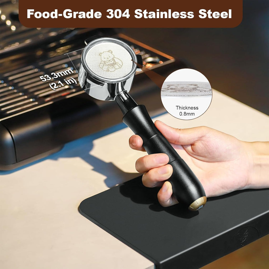 MEION 53.3mm Espresso Puck Screen-1 Pack 0.8mm Thickness Espresso Filter Screen, Reusable Metal Coffee Filter for Bottomless Portafilter Basket 54mm, Stainless Steel Coffee Puck Screen