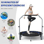 CLORIS 40in Folding Trampoline Mini Trampoline Rebounder Trampoline for Adults Fitness Trampoline with Adjustable Foam Handle, with safty Padded Cover Best Gift for Kids/Adult