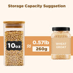 Glass Food Storage Jars Square 10oz, 12 Pack Glass Jars With Bamboo Lids, Kitchen Storage Containers For Spice, Candy, Cookie, Storage For Pantry Organizers