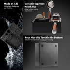 IKAPE Espresso Knock Box, Espresso Coffee Organizer Box Fit for Storage 51, 54, 58MM Espresso Tamper, Distributor, Portafilter & Puck Screen Accessories, Plastic Station Base(Black)