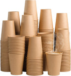 300 Pack 12 oz Kraft Paper Cups, Unbleached Disposable Paper Coffee Cups, Thickened Hot/Cold Beverage Drinking Cup for Party, Home, Cafes, Bistros, Businesses (Brown)