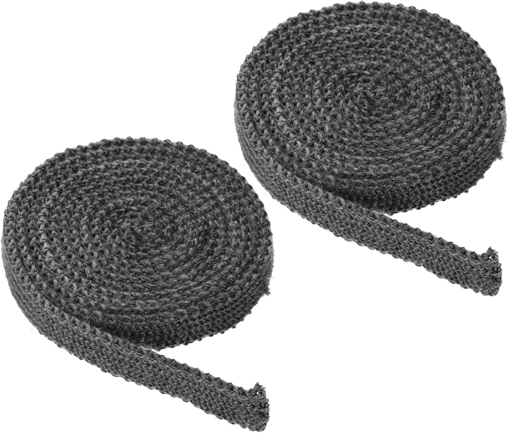 PATIKIL Wood Stove Gasket, 2Pcs 9/16" x 1/8" x 73" Flat Graphite Fiberglass High-Temperature Resistance Seal Rope for Stoves Fireplace Door, Black