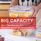 5 PCS Plastic Containers with Lids 94oz-10oz Freezer Containers for Food Storage，Airtight Fruit and Vegetable Storage, Microwave Safe Stackable Storage for Snack Sandwich