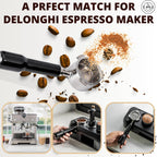 Espresso Portafilter 51mm Bottomless - Compatible for 51 mm Delonghi EC0680, E0685, SMEG & EUPA Coffee Machines - Open, Naked, Flat - Stainless Steel Filter Basket & Puck Screen Included (Black)