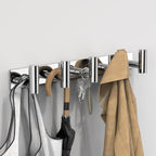 VAEHOLD Hat and Coat Wall Mount Rack - Hooks for Robes, Bags, Keys, and Towels - Bathroom Towel Hanger Organizer (Polished Chrome, “T“ Shape 5 Hooks 1 Pack)