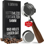 Bottomless Portafilter 54mm Fits Breville Machines – Precision Basket with 950 Laser-Cut Holes for High Extraction
