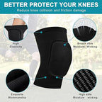 2 Pair Stretchy Knee Pads Knee Brace Sleeve for Men Women Youth Protective Knee for Volleyball Football Dance Tennis Running Cycling Workout Climbing Jogging (black and grey, Large)