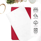 TARAN LIVING Kitchen Towels Cotton Solid Dish Cloths Kitchen Hand Towel Reusuable Dish Towel for Cleaning Tea Towels Set with Hanging Loop - 18"x 28",Red & White, Pack of 2