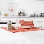 Kitinjoy 100% Cotton Waffle Weave Kitchen Towels, 6-Pack Super Soft and Absorbent Dish Towels for Drying Dishes, Kitchen Hand Towels, 13 in x 28 in, Coral