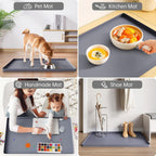 FLATO Waterproof Under Sink Mat 34" x 19" Shelf Liner for Kitchen and Bathroom, Cabinet Protector, Organizers and Storage, Flexible Silicone Drip Tray