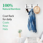Wooden Coat Rack, Wall-Mounted Organizer for Closet, Entryway, Hallway, Foyer, Bedroom, Heavy Duty Double Hooks for Hanging Towels, Bags, Hats, Jackets, Key (WhiteBlack, 3 Hooks)