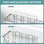 StorageRight 4-in-1 Sponge Holder for Kitchen Sink, Kitchen Organizers and Storage with Adhesive Hook & Suction Cups, Rustproof Sink Caddy for Kitchen Decor, Kitchen Sink Organizer - Silver