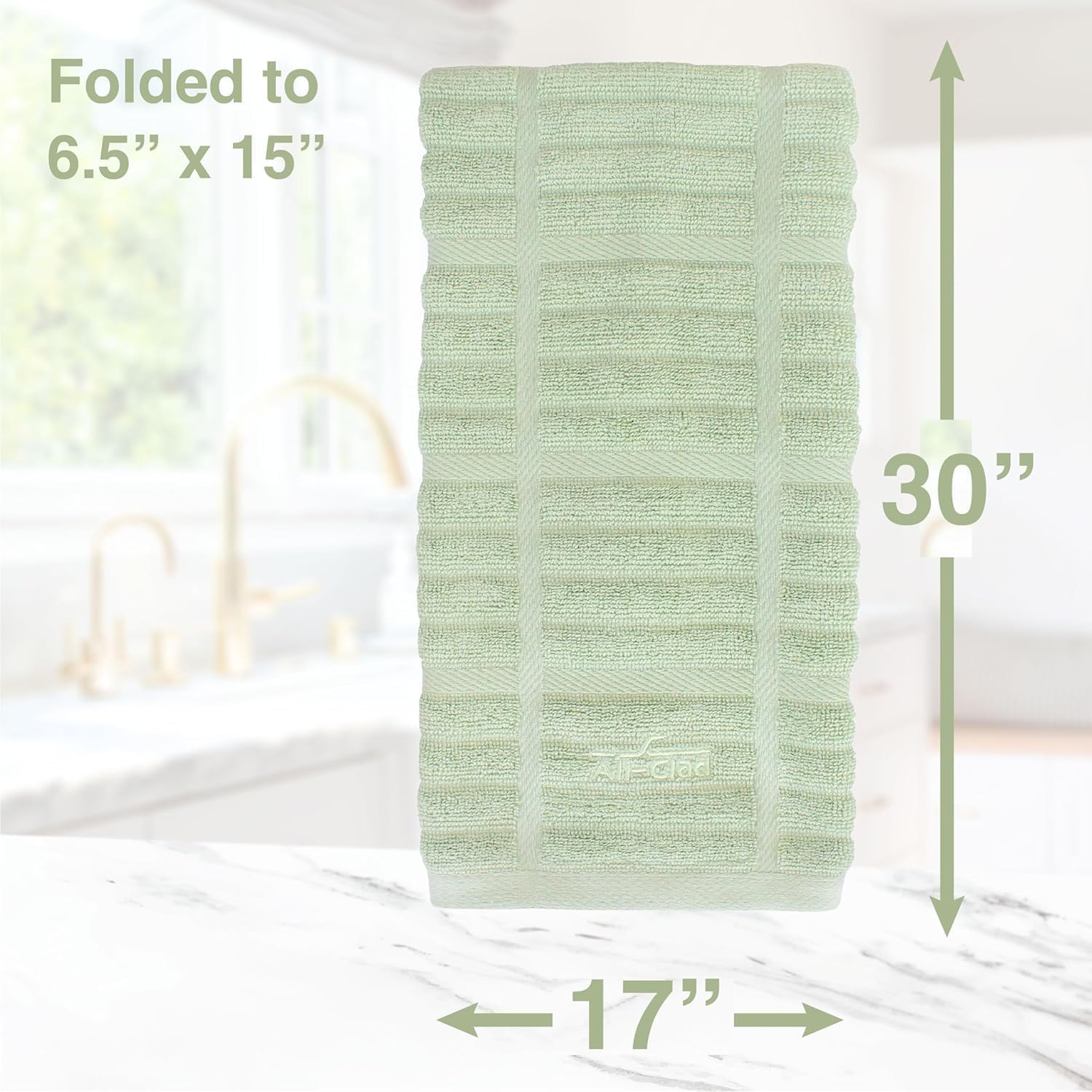 All-Clad Solid Kitchen Towel: Highly Absorbent - 100% Cotton, 17"x30" Towel for Cleaning & Drying Dishes, Glassware, or Countertops, 1-Pack, Fennel